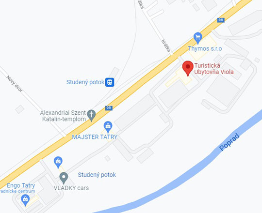 Turistická ubytovňa Viola Popradská 518, 059 52 Veľká Lomnica - mapa kde nás nájdete.